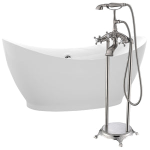 Anzzi Reginald 68 in. Acrylic Soaking Bathtub in Glossy White Finish with Tugela Faucet (Brushed Nickel) FTAZ091 - Vital Hydrotherapy