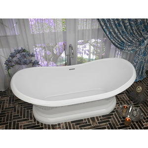 Anzzi Ruby 5.9 ft. Acrylic Flatbottom Non-Whirlpool Bathtub-Marine Grade Acrylic High Gloss White Finish - Built-in Chrome Overflow and Push Operated Center Drain - FT-AZ113 - Lifestyle - Vital Hydrotherapy