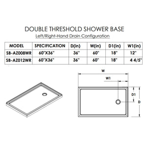 Anzzi Field Series 60 in. x 36 in. Shower Base Specification Drawing SB-AZ012WR - Vital Hydrotherapy