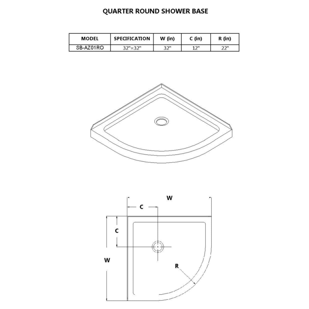 Anzzi Randi 36 x 36  in. Neo-Round Double Threshold Shower Base in White SB-AZ01RO - Vital Hydrotherapy