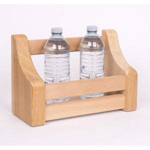 Dundalk Cedar Bottle Shelf with water bottle in white background