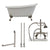 Cambridge Plumbing 61-Inch Cast Iron Slipper Clawfoot Tub (Porcelain enamel interior and white paint exterior) and Deck Mount Plumbing Package (Brushed Nickel) ST61-684D-PKG-7DH - Vital Hydrotherapy