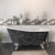 Cambridge Plumbing 61” x 30” Slipper Scorched Platinum Cast Iron Bathtub (Hand Painted Faux Scorched Platinum Exterior) with 7” Deck Mount Faucet Holes and Feet (Brushed Nickel) ST61-DH-SP - Vital Hydrotherapy