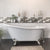Cambridge Plumbing Cast Iron Slipper Clawfoot Tub (Porcelain enamel interior and white paint exterior) Brushed nickel finish ball and claw feet - 61" X 30" ST61-DH - Vital Hydrotherapy