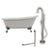 Cambridge Plumbing 67-Inch Slipper Cast Iron Clawfoot Tub (Porcelain enamel interior and white paint exterior) and Freestanding Plumbing Package (Brushed Nickel) ST67-150-PKG-NH - Vital Hydrotherapy