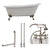 Cambridge Plumbing 67-Inch Slipper Cast Iron Clawfoot Tub (Porcelain enamel interior and white paint exterior) and Deck Mount Plumbing Package (Brushed Nickel) ST67-463D-2-PKG-7DH - Vital Hydrotherapy