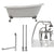 Cambridge Plumbing 67-Inch Slipper Cast Iron Clawfoot Tub (Porcelain enamel interior and white paint exterior) and Deck Mount Plumbing Package (Brushed Nickel) ST67-463D-6-PKG-7DH - Vital Hydrotherapy