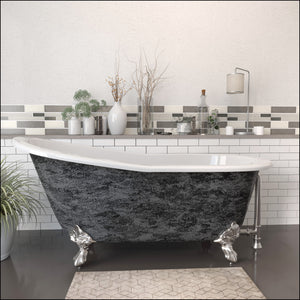 Cambridge Plumbing 67” x 30” Slipper Scorched Platinum Cast Iron Bathtub with Ball and Claw Feet (Brushed Nickel) and No Faucet Holes and  ST67-NH-SP - Vital Hydrotherapy