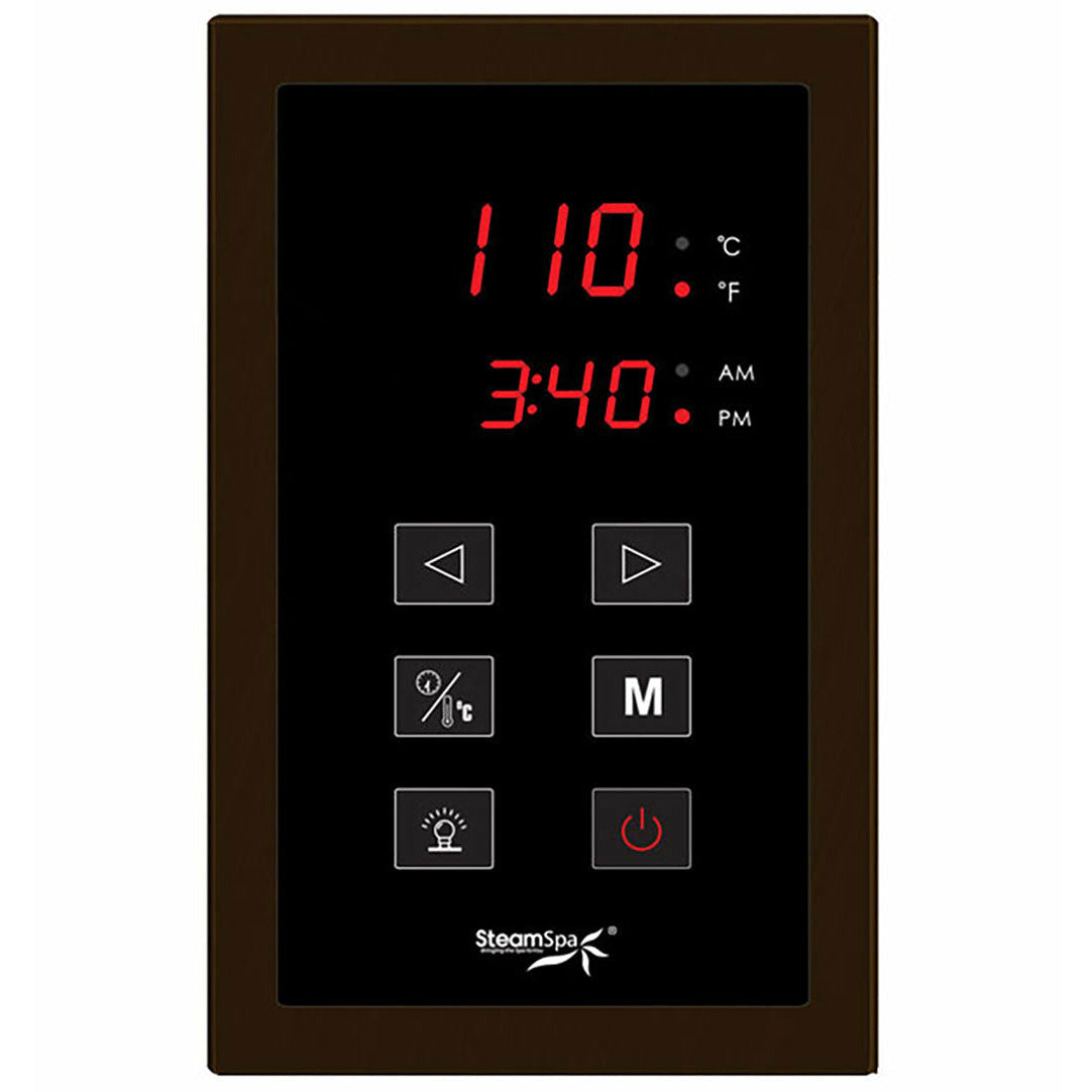 SteamSpa Touch Panel Control System STP - Polished Oil Rubbed Bronze finish - with Large display screen of temperature and clock - Vital Hydrotherapy 