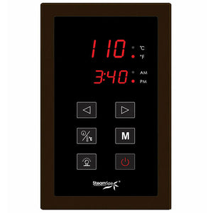 SteamSpa Touch Panel Control System STP - Polished Oil Rubbed Bronze finish - with Large display screen of temperature and clock - Vital Hydrotherapy 