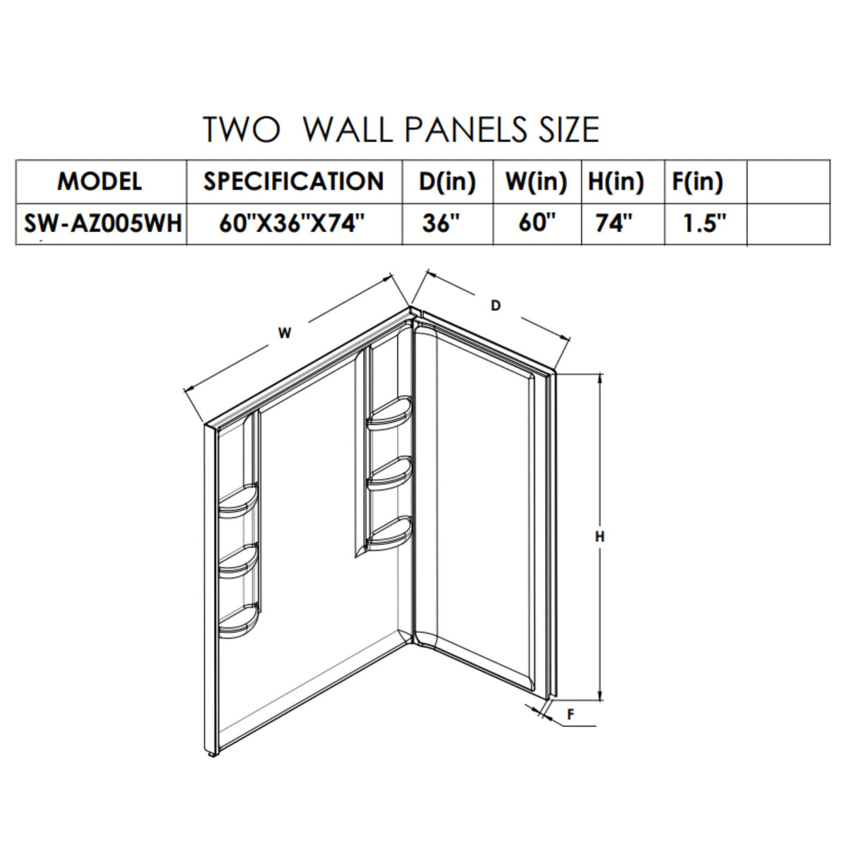 Anzzi Vasu 60 in. x 36 in. x 74 in. 2-piece DIY Friendly Corner Shower Surround in White SW-AZ8072 - Vital Hydrotherapy