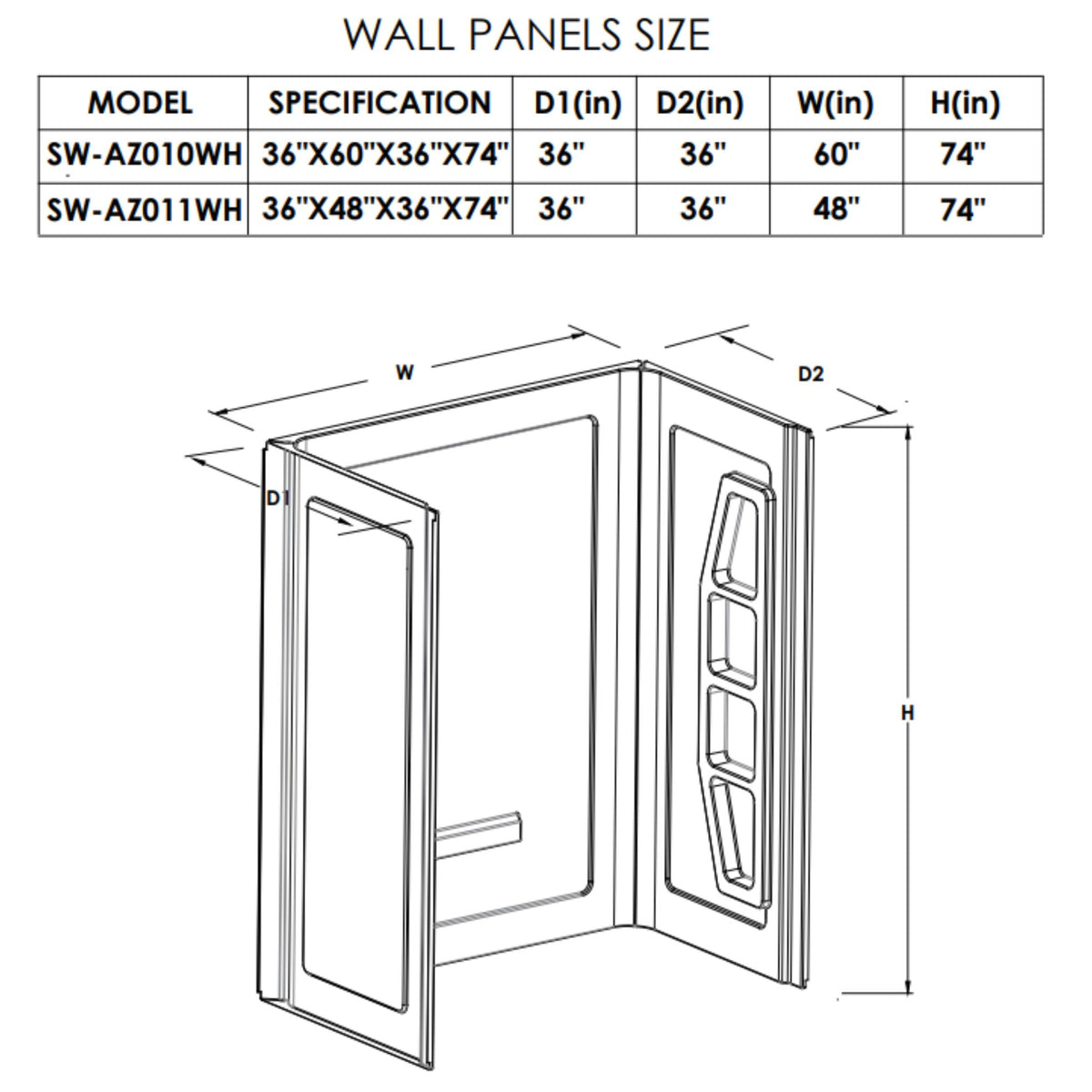 Anzzi Forum 3-piece DIY Friendly Alcove Shower Surround in White SW-AZ010WH - Vital Hydrotherapy
