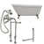 Cambridge Plumbing 58-Inch Swedish Slipper Cast Iron Clawfoot Tub (Porcelain enamel interior and white paint exterior) with Free Standing Plumbing Package (Brushed Nickel) SWED58-398463-PKG-NH - Vital Hydrotherapy