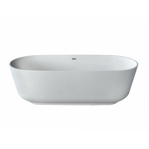 Anzzi Sabbia 5.9 ft. Solid Surface Classic Freestanding Soaking Bathtub in Matte White FT511-0025 - Front View - Vital Hydrotherapy