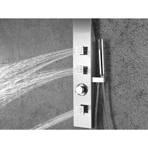 Anzzi Sans 40 Inch Full Body Shower Panel with Shower Control Knob, Three Acu-stream Vector Massage Body Jets and Euro-grip Hand Sprayer in Brushed Steel SP-AZ077 - Vital Hydrotherapy