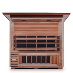 Infrared and Dry Traditional Hybrid Sapphire 4 Person Outdoor Canadian Red Cedar Wood Outside And Inside Double Roof ( Flat Roof + slope roofed inside partial build view