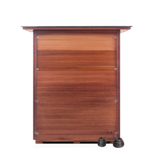 Infrared and Dry Traditional Hybrid Sapphire 4 Person Corner Indoor roofed Canadian Red Cedar Wood Outside rear view
