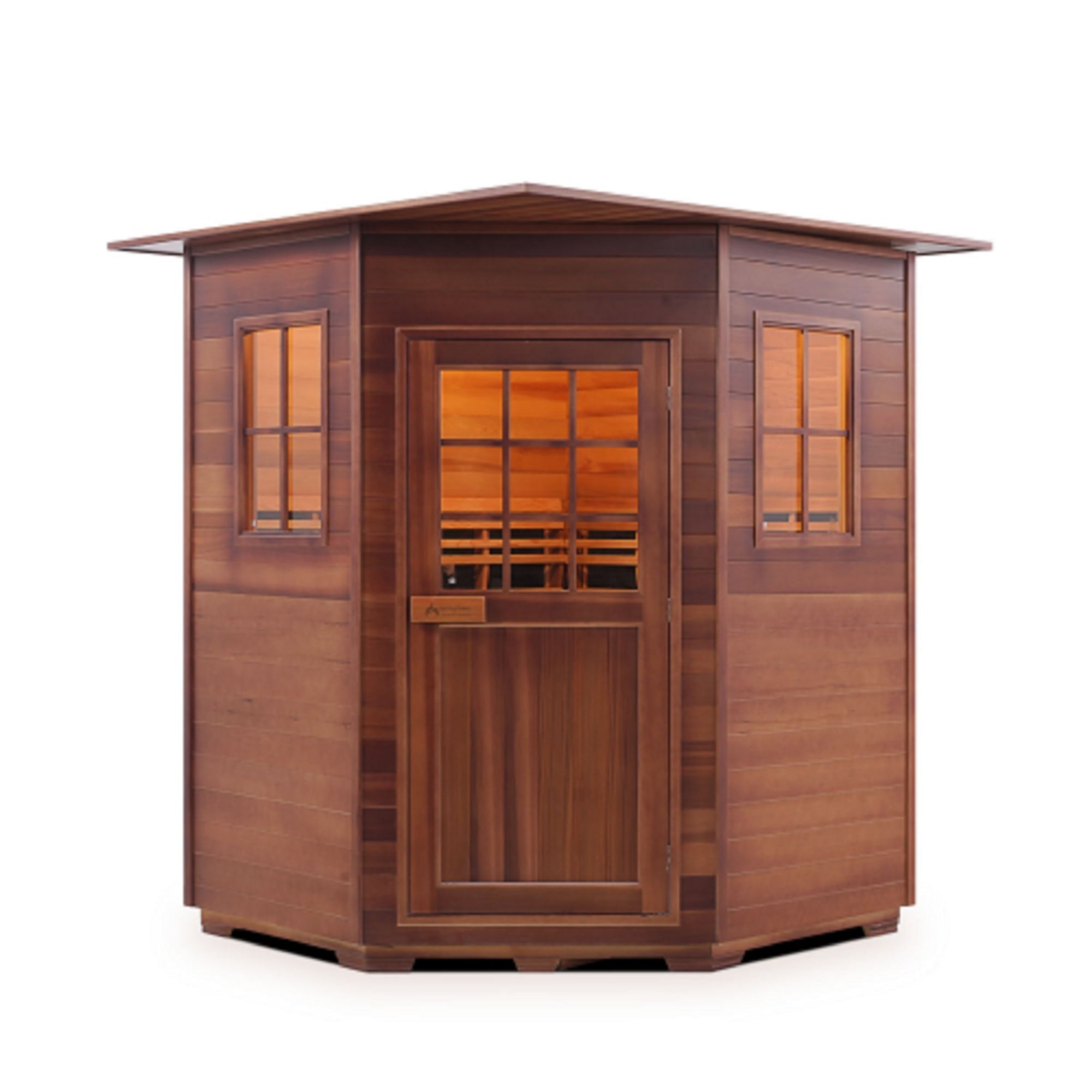 Infrared and Dry Traditional Hybrid Sapphire 4 Person Corner Indoor roofed Canadian Red Cedar Wood Outside And Inside front view