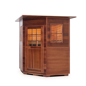 Infrared and Dry Traditional Hybrid Sapphire 4 Person Corner Indoor roofed Canadian Red Cedar Wood Outside And Inside isometric view