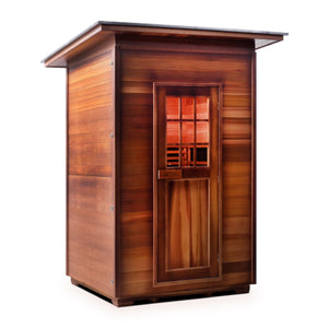 Infrared and Dry Traditional Hybrid Sapphire 2 Person Outdoor natural Canadian red cedar wood with double Roof Flat Roof + slope roofed isometric view