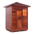 Infrared and Dry Traditional Hybrid Sapphire 3 Person Outdoor sauna Canadian Red Cedar Wood Outside And Inside Double Roof ( Flat Roof + peak roofed front view