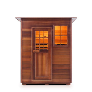 Infrared and Dry Traditional Hybrid Sapphire 3 Person Indoor roofed Canadian Red Cedar Wood Outside And Inside front view