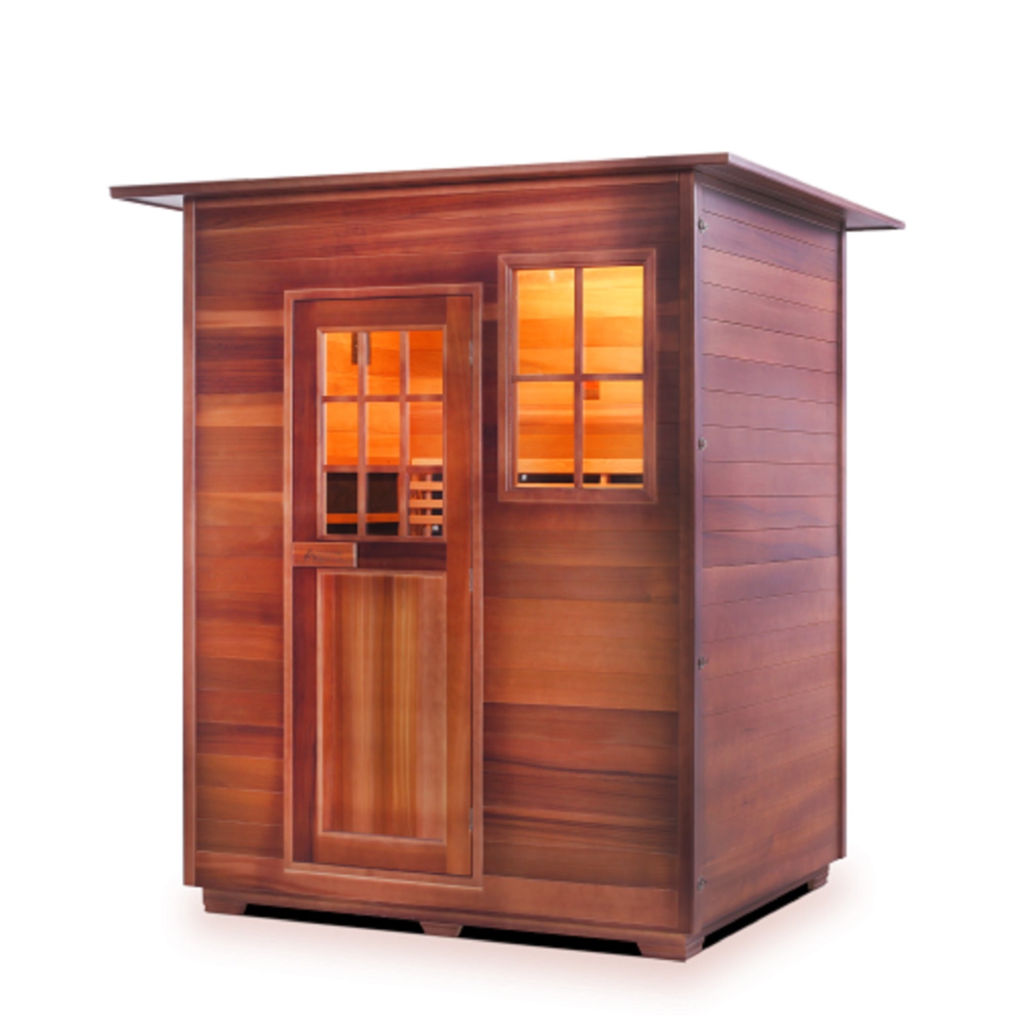 Infrared and Dry Traditional Hybrid Sapphire 3 Person Indoor roofed Canadian Red Cedar Wood Outside And Inside front view