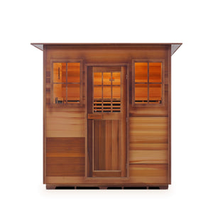 Enlighten Sauna Infrared/Traditional indoor Roofed four person sauna Canadian Red Cedar Wood Outside And Inside front view