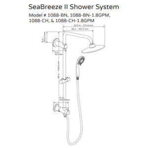 PULSE ShowerSpas Shower System Combo - SeaBreeze Shower and Valve Combo 1088