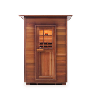 Enlighten Sauna InfraNature Original Infrared Sierra Canadian Red Cedar Wood Outside And Inside 2 person with indoor roof front view