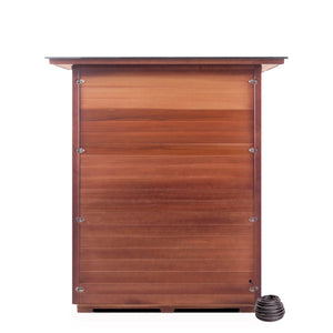 Enlighten Sauna InfraNature Original Infrared Canadian Cedar Wood with indoor Roofed three person sauna back view