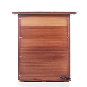 Enlighten Sauna InfraNature Original Infrared Outdoor West Canadian red cedar with slope roof back view