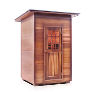 Enlighten Sauna InfraNature Original Infrared Canadian red cedar with slope roof two person sauna side view