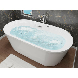 Anzzi Sofi 5.6 ft. Center Drain Whirlpool and Air Bath Tub in Glossy Ultra White Acrylic Finish With Polished Chrome Trim FT-AZ201 - Lifestyle - Vital Hydrotherapy