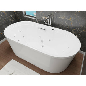Anzzi Sofi 5.6 ft. Center Drain Whirlpool and Air Bath Tub in Glossy Ultra White Acrylic Finish With Polished Chrome Trim FT-AZ201 - Lifestyle - Vital Hydrotherapy