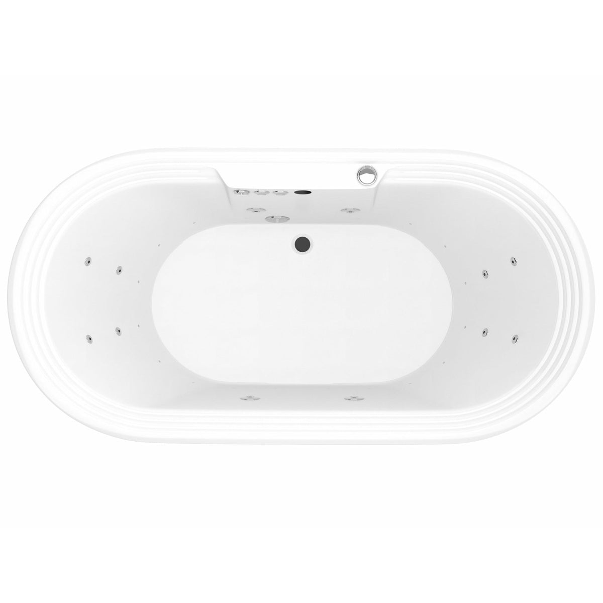 Anzzi Sofi 5.6 ft. Center Drain Whirlpool and Air Bath Tub in Glossy Ultra White Acrylic Finish With Polished Chrome Trim FT-AZ201 - Top View - Vital Hydrotherapy