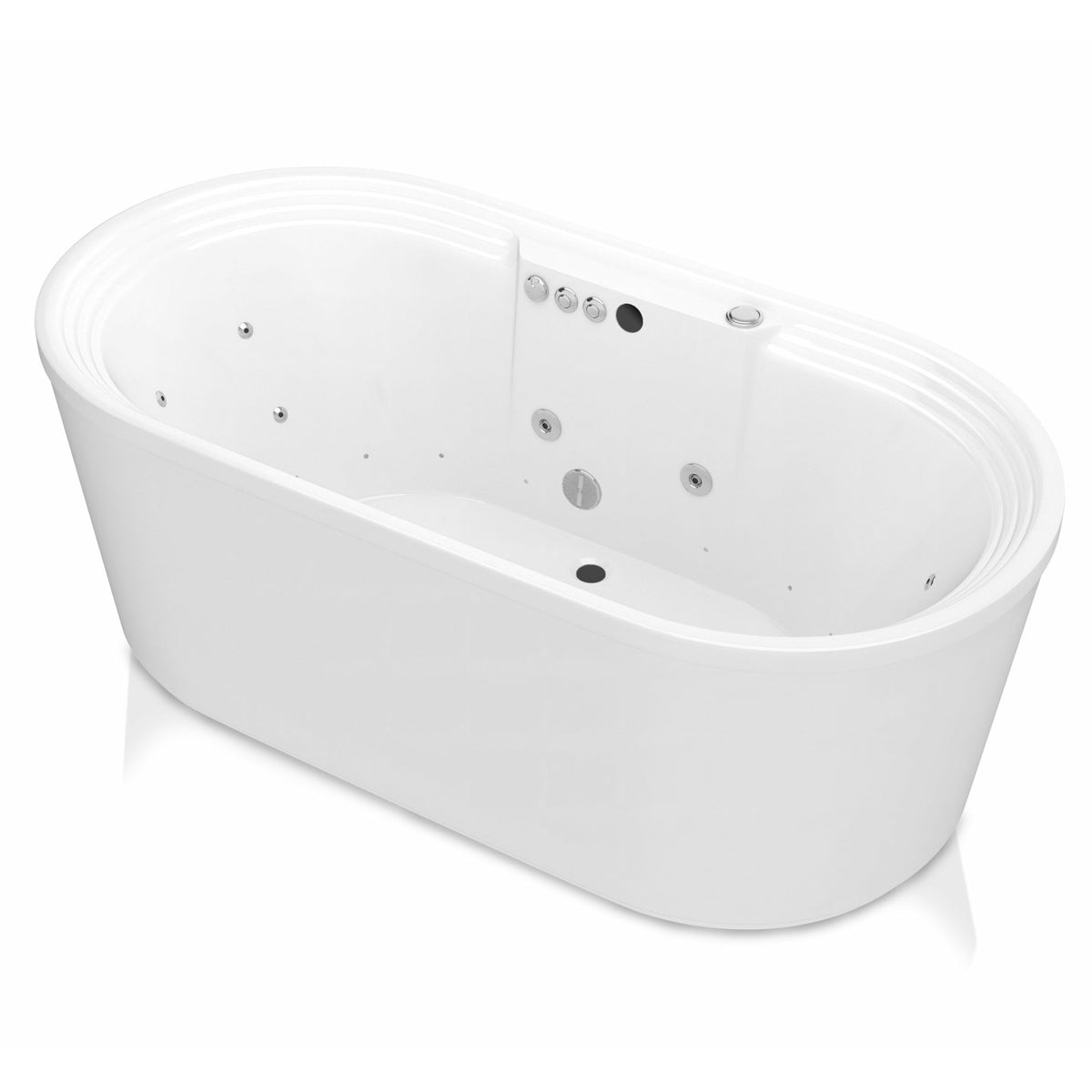 Anzzi Sofi 5.6 ft. Center Drain Whirlpool and Air Bath Tub in Glossy Ultra White Acrylic Finish With Polished Chrome Trim FT-AZ201 - Vital Hydrotherapy