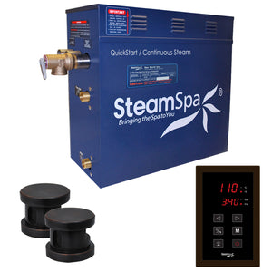 SteamSpa Oasis 10.5 KW QuickStart Acu-Steam Bath Generator Package - 9.5 in. L x 17 in. W x 15 in. - Stainless Steel - Oil Rubbed Bronze - Includes a 10.5kW QuickStart Acu-Steam Bath Generator, Touch Pad Control Panel, Two Steam heads, Pressure Relief Valve - OAT1050 - Vital Hydrotherapy