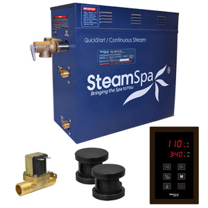 SteamSpa Oasis 10.5 KW QuickStart Acu-Steam Bath Generator Package - 9.5 in. L x 17 in. W x 15 in. - Stainless Steel - Oil Rubbed Bronze - Includes a 10.5kW QuickStart Acu-Steam Bath Generator, Touch Pad Control Panel, Two Steam heads, Pressure Relief Valve, with built-in auto drain - OAT1050 - Vital Hydrotherapy