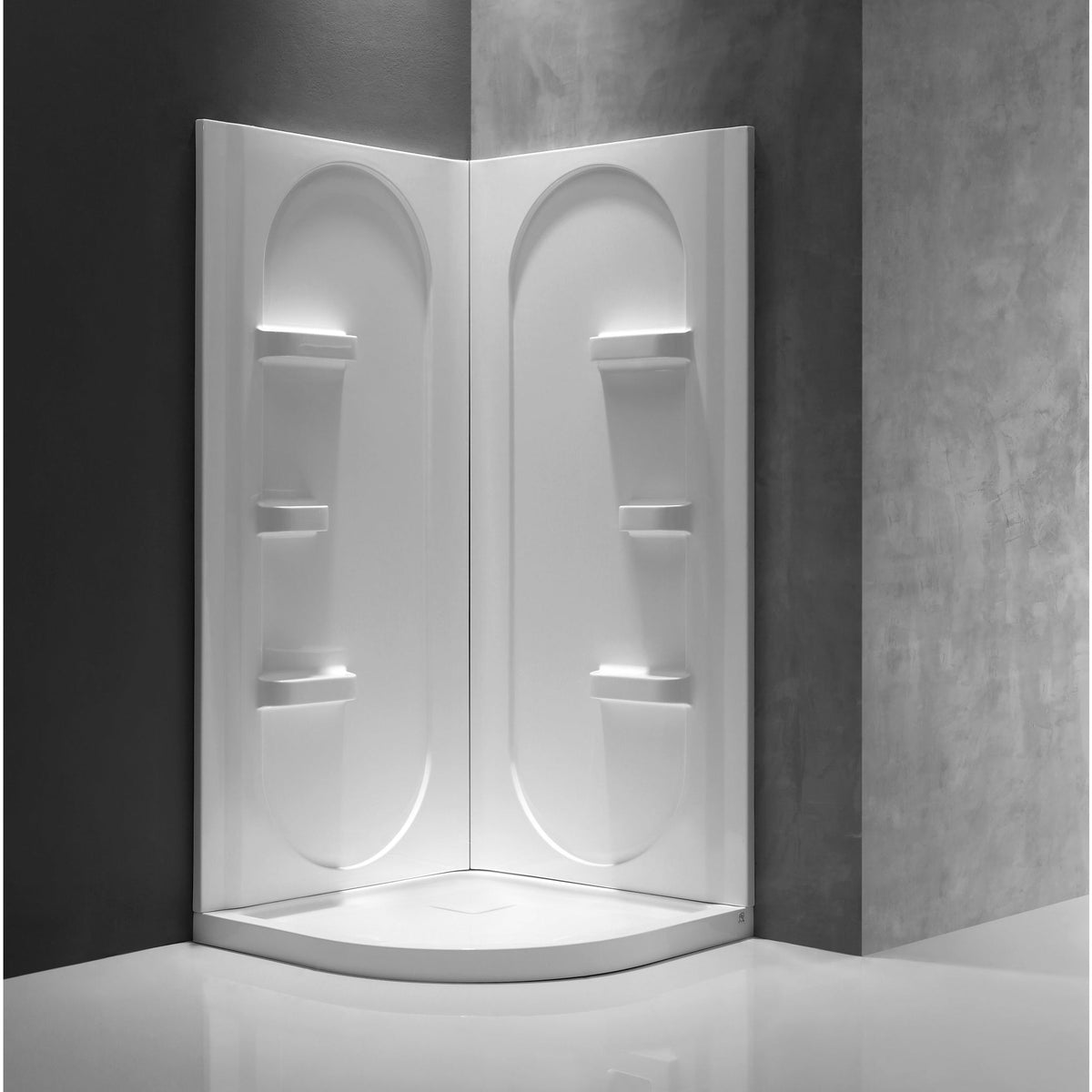 Anzzi Studio 38 in. x 38 in. x 75 in. 2-piece DIY Friendly Corner Shower Surround in White SW-AZ007WH - Lifestyle - Vital Hydrotherapy