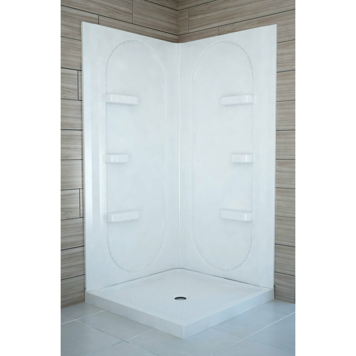 Anzzi Studio 38 in. x 38 in. x 75 in. 2-piece DIY Friendly Corner Shower Surround in White SW-AZ007WH - Lifestyle - Vital Hydrotherapy