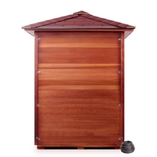 SunRay Eagle 2-Person Outdoor Traditional Sauna - Canadian hemlock wood - Shingled roof - Back