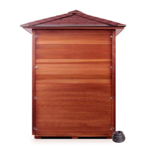 SunRay Eagle 2-Person Outdoor Traditional Sauna - Canadian hemlock wood - Shingled roof - Back