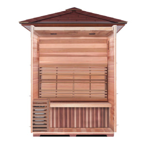 SunRay Freeport 3-Person Outdoor Traditional Sauna - Canadian hemlock wood - shingled roof, wide bench seat - HL300D1 Freeport
