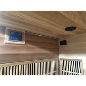 SunRay Roslyn 4-Person Indoor Infrared Sauna - Natural Canadian Red Cedar with Infrared carbon nano heaters, Dual LED control panels, Bluetooth speaker system - Inside view