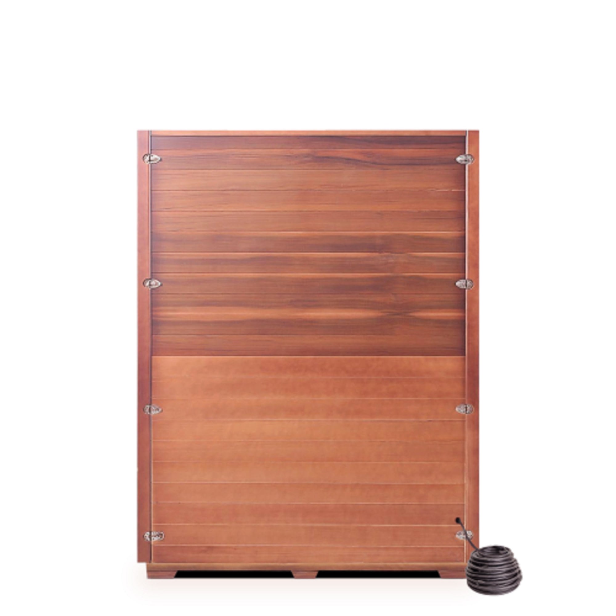 Enlighten sauna SaunaTerra Dry Traditional SunRise 4 Person Corner Indoor Canadian Red Cedar Wood Outside And Inside with glass door front view