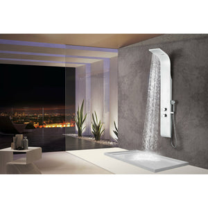 Anzzi Swan 64 Inch Full Body Shower Panel with Heavy Rain Shower Head, Acu-stream Body Massage Jets, Shower Control Knobs and Euro-grip Free Range Hand Sprayer in White SP-AZ033 - Lifestyle - Vital Hydrotherapy