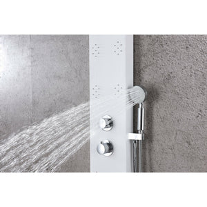 Anzzi Swan 64 Inch Full Body Shower Panel with Acu-stream Body Massage Jets, Shower Control Knobs and Euro-grip Free Range Hand Sprayer in White SP-AZ033 - Vital Hydrotherapy