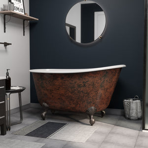 Cambridge Plumbing 54" X 30" Faux Copper Bronze Finish on Exterior Cast Iron Clawfoot Bathtub (Hand Painted Faux Copper Bronze Finish) with Oil Rubbed Bronze Feet and No Faucet Drillings SWED54-NH-ORB-CB - Vital Hydrotherapy
