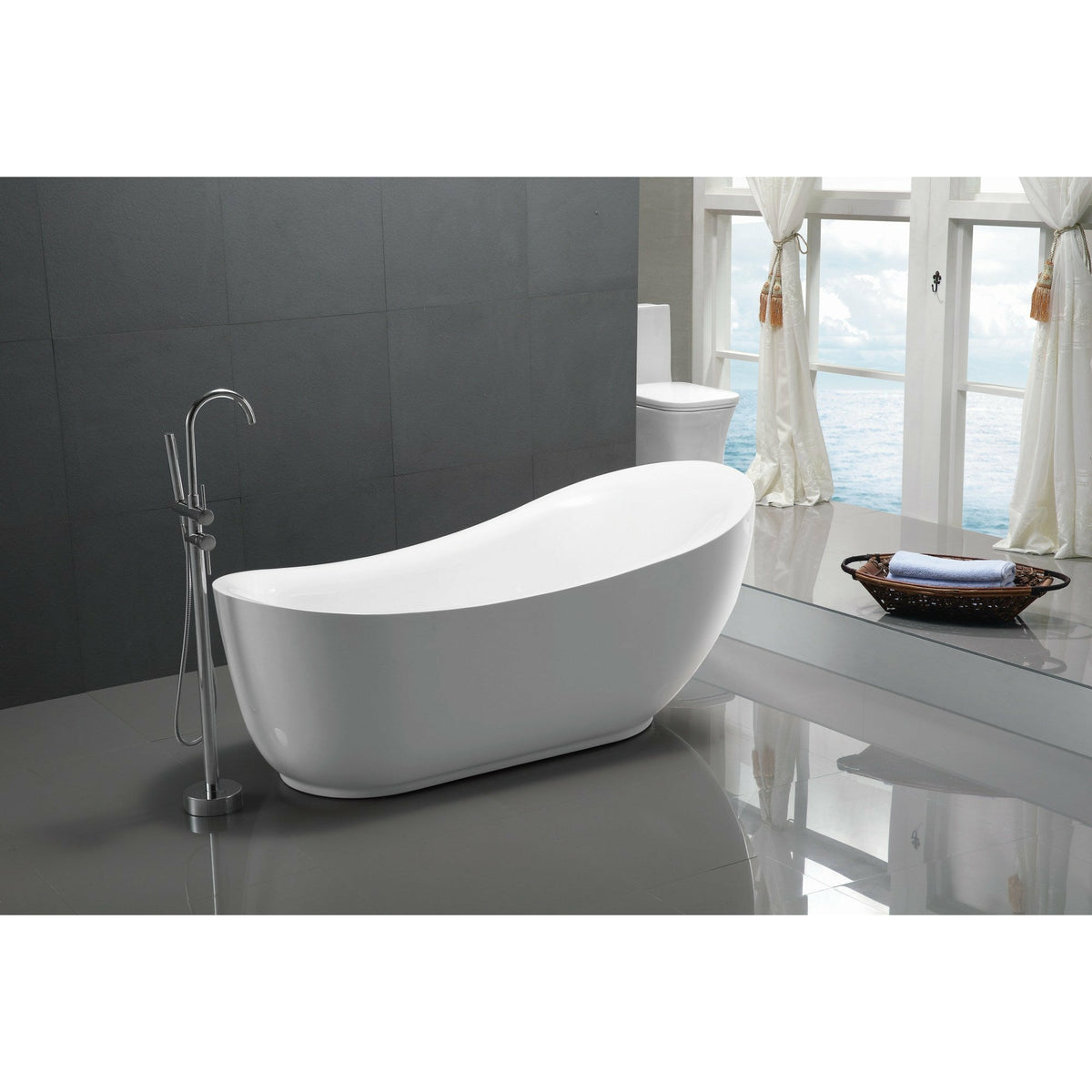 Anzzi Talyah Series 5.92 ft. Freestanding Soaking Bathtub in Acrylic High Gloss White FT-AZ090 - Lifestyle - Vital Hydrotherapy